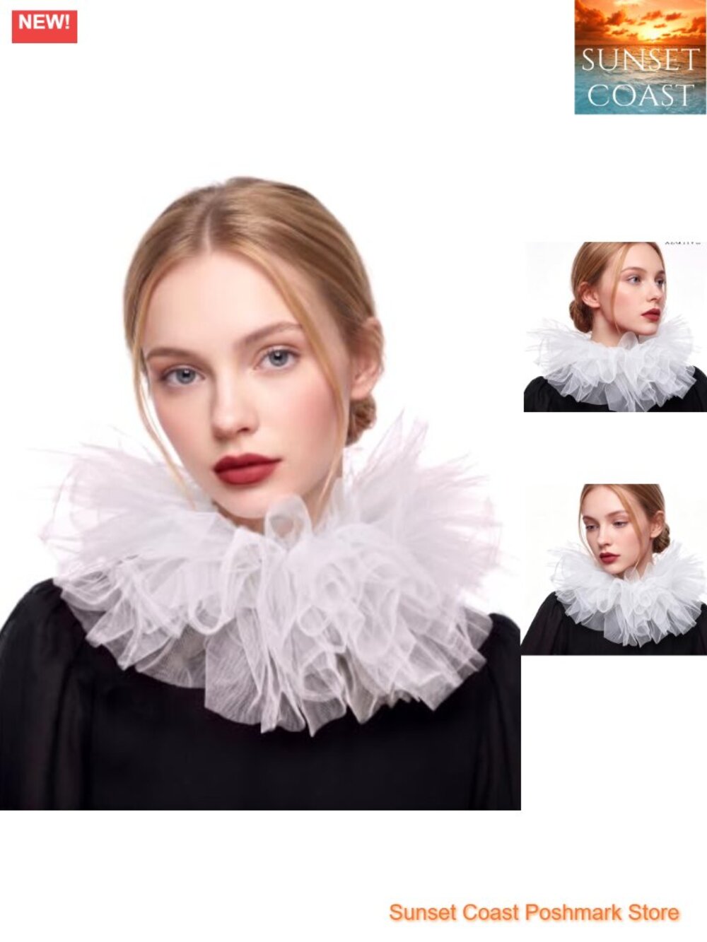 Ruffle Clown Collar Victorian Renaissance Costume Accessory Adjustable Neck